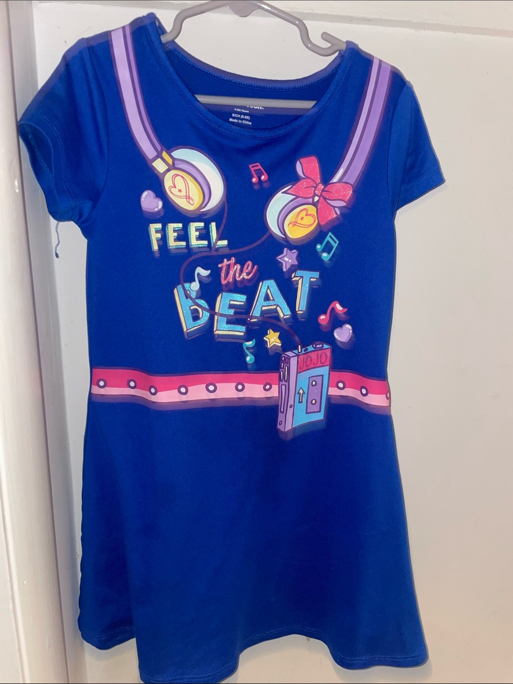 Nickelodeon Blue Graphic 'Feel the Beat' Tee Dress with Pink Accents